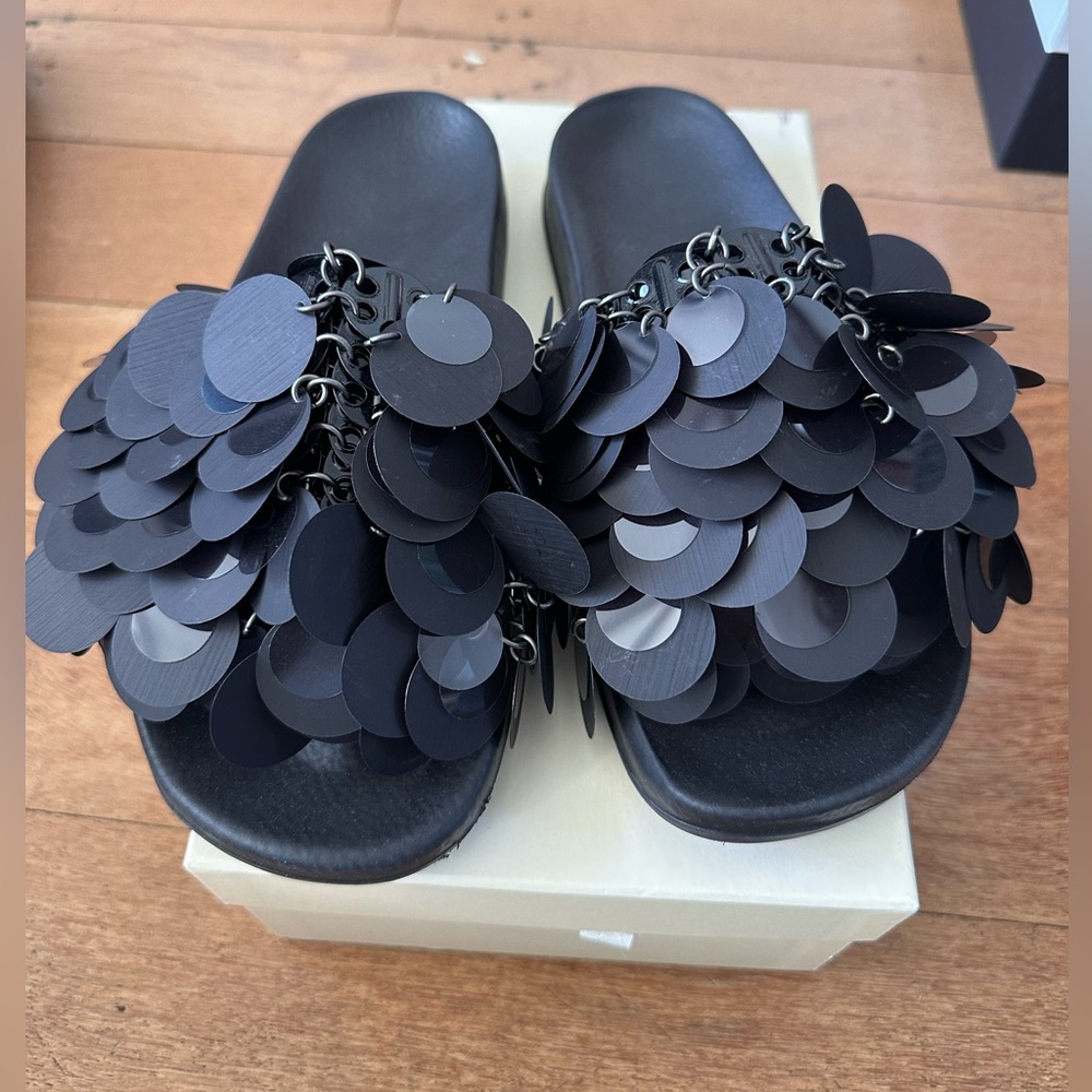 Rabanne sequin-embellished slides